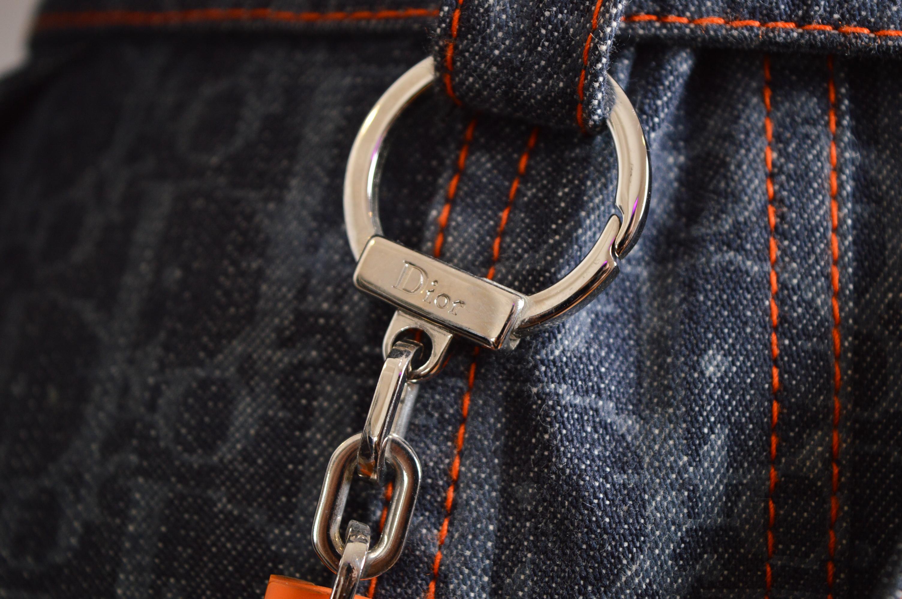 2006 Christian Dior John Galliano Denim Trotter monogram Belted Long Jacket Coat For Sale 2