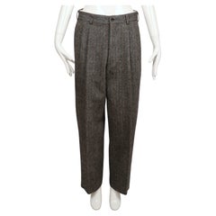2006 COMME DES GARCONS - Pantalon à plis en laine rayée gris anthracite