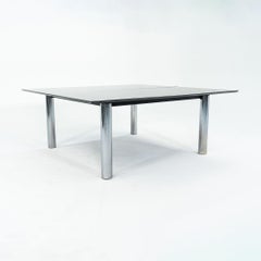 2006 Custom Black Granite and Chromed Steel Conference or Dining Table 72x72in