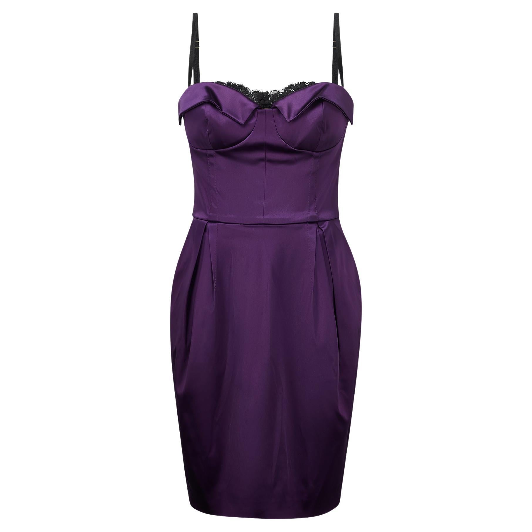 2006 Dolce and Gabbana Purple Satin Corset Dress