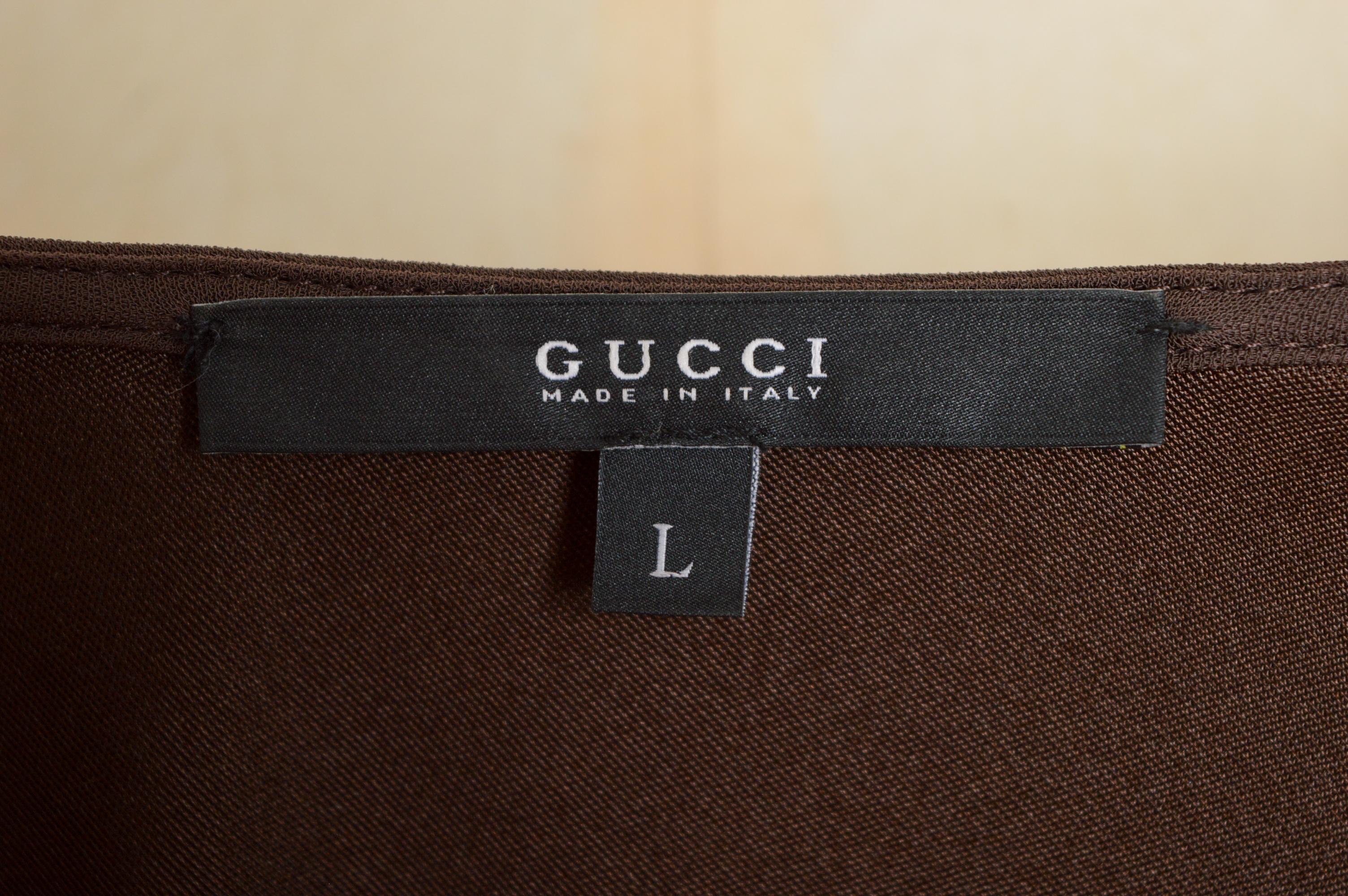 2006 Gucci by Frida Giannini Chocolate Brown Elegant Wrap bamboo day dress en vente 7