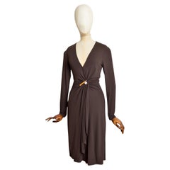 2006 Gucci by Frida Giannini Chocolate Brown Elegant Wrap bamboo day dress