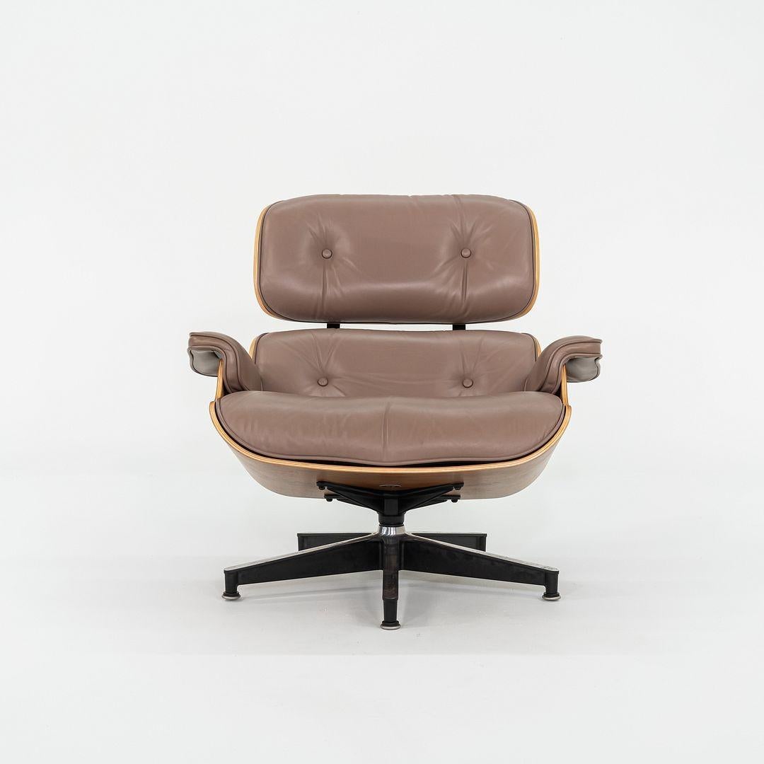 American 2006 Herman Miller Eames Lounge Chair and Ottoman in Tan Leather and Walnut