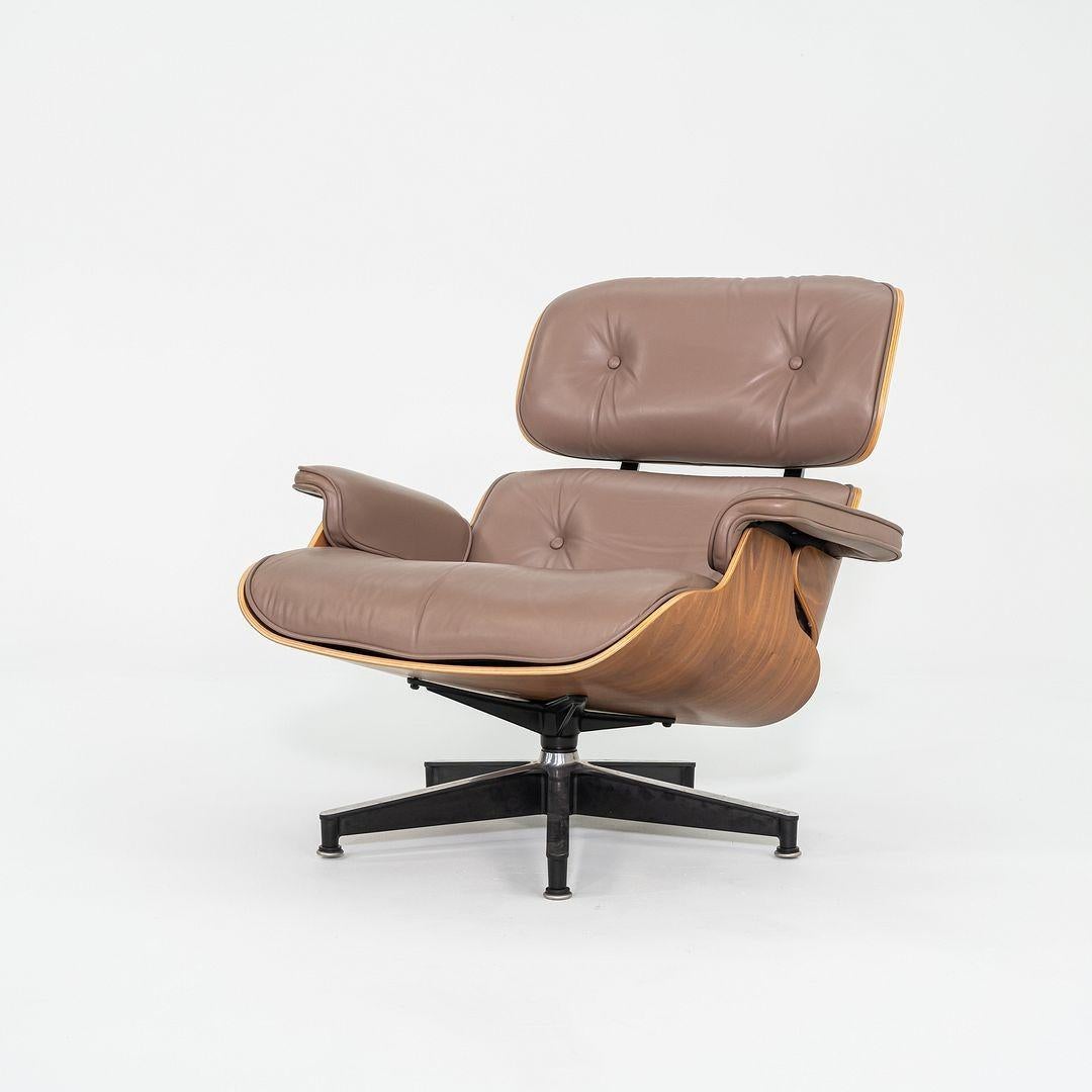 Contemporary 2006 Herman Miller Eames Lounge Chair and Ottoman in Tan Leather and Walnut