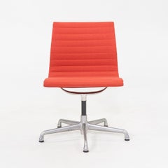 2006 Herman MillerEames Armless Aluminum Group Side / Desk Chair In Red Fabric