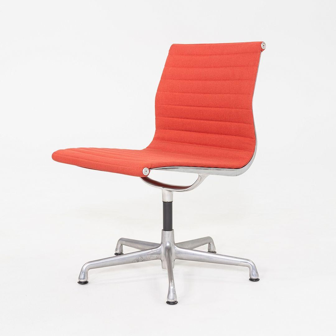 Modern 2006 Herman MillerEames Armless Aluminum Group Side / Desk Chair In Red Fabric For Sale