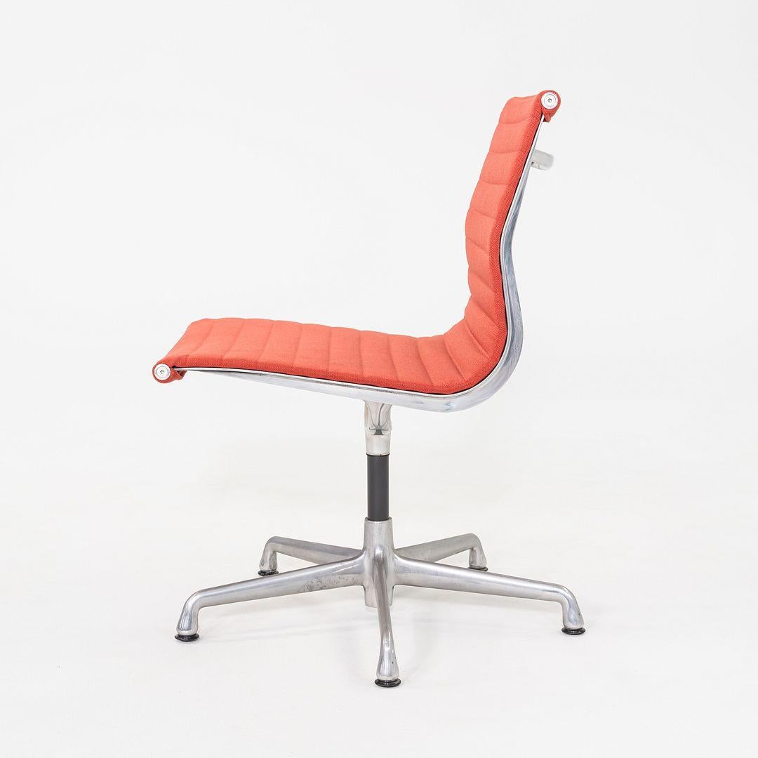 American 2006 Herman MillerEames Armless Aluminum Group Side / Desk Chair In Red Fabric For Sale