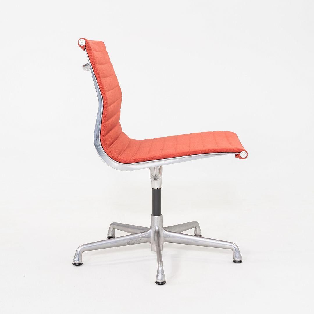 2006 Herman MillerEames Armless Aluminum Group Side / Desk Chair In Red Fabric For Sale 2
