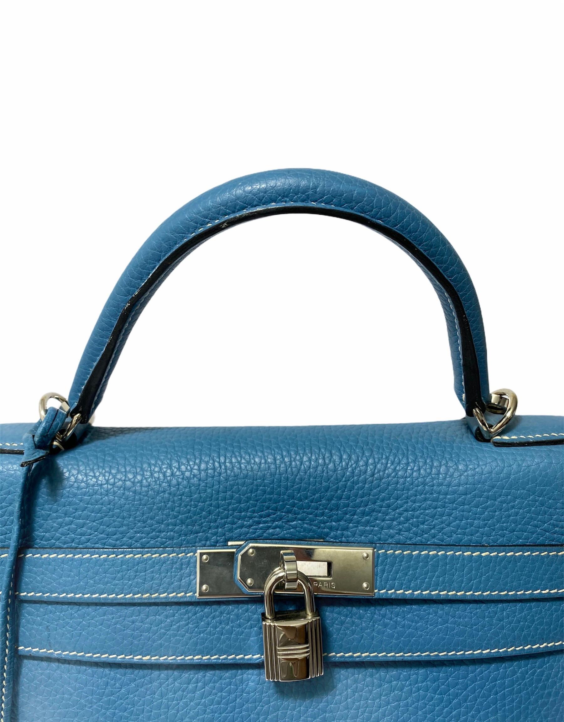 2006 Hermès Blau Jean Togo Kelly 32 Tasche 6