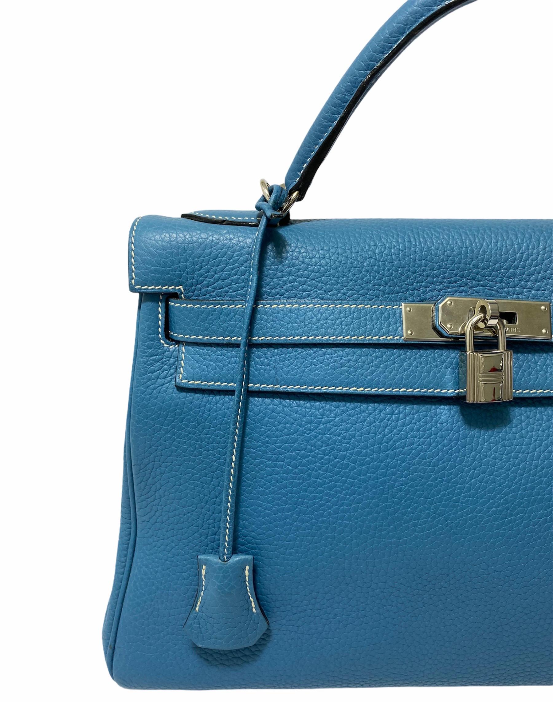 2006 Hermès Blau Jean Togo Kelly 32 Tasche 7
