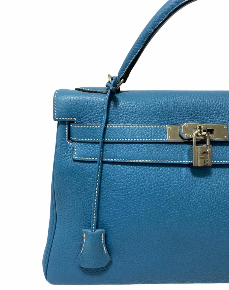 2006 Hermès Blue Jean Togo Kelly 32 Bag For Sale at 1stDibs