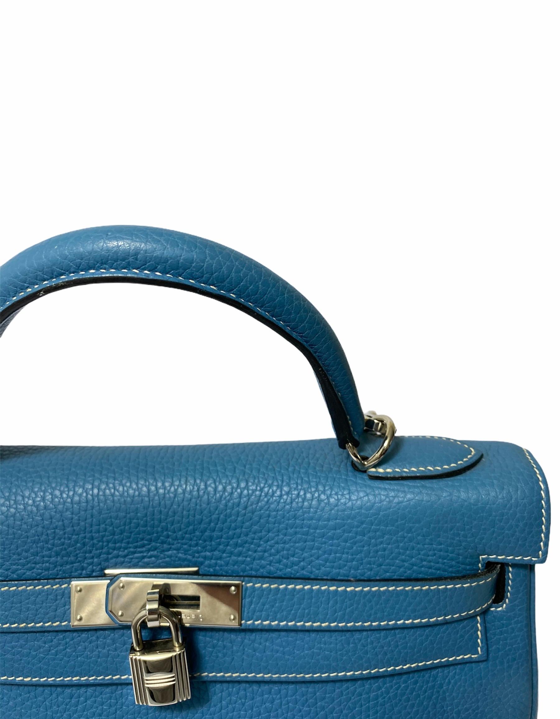 2006 Hermès Blue Jean Togo Kelly 32 Bag 6