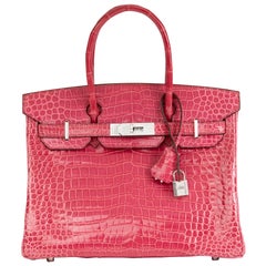 2006 Hermes Fuschia Shiny Porosus Crocodile Leather 'Diamond' Birkin 30cm