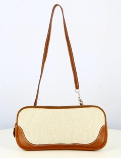 2006 Hermès Handbag Canvas Beige Leather Brown