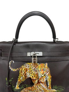 2006 Hermès Kelly 35 Clemence Ebene Leopard Top Handle Bag