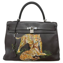 2006 Hermès Kelly 35 Clemence Ebene Leopard Top Handle Bag