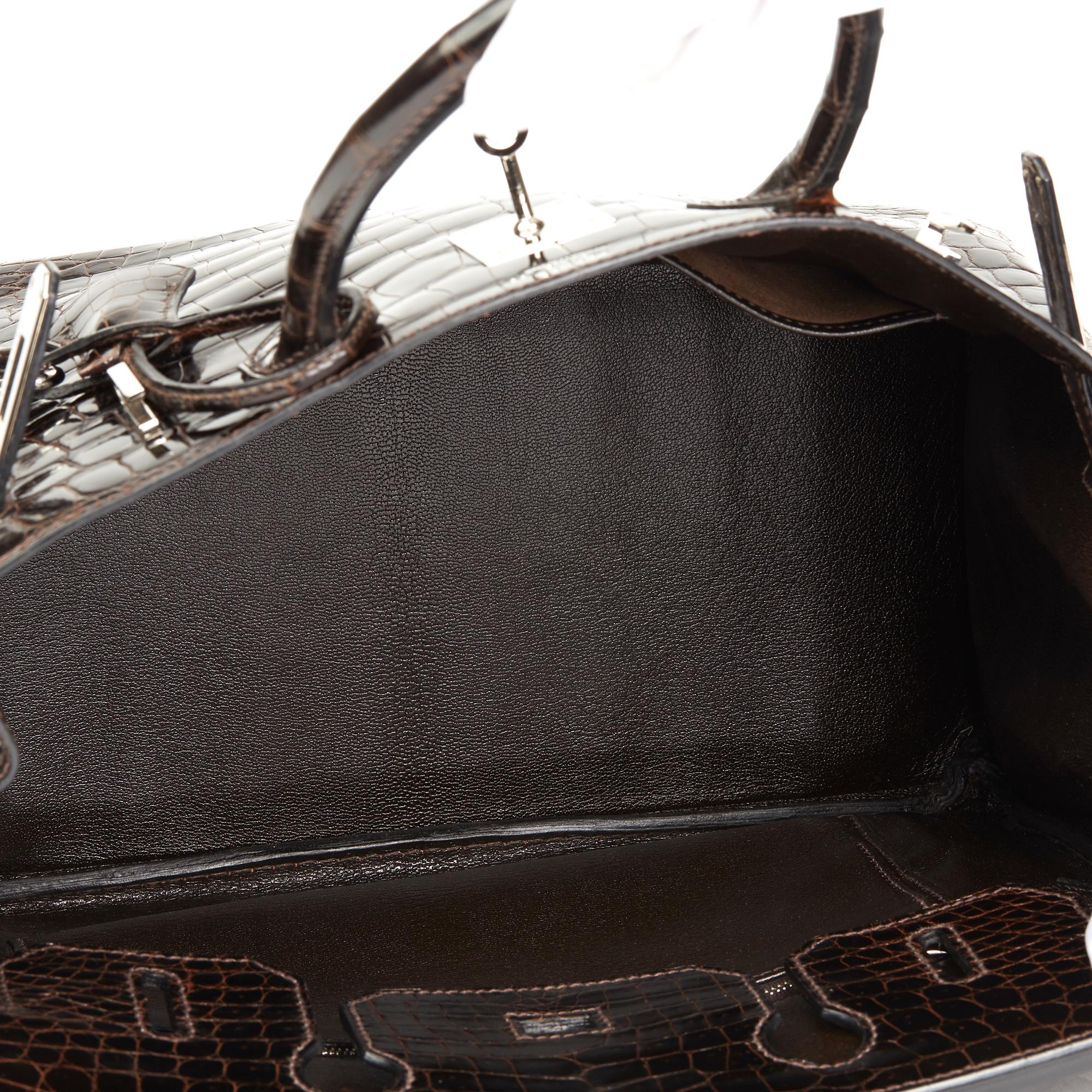 2006 Hermès Marron Fonce Shiny Niloticus Crocodile Leather Birkin 30cm 4