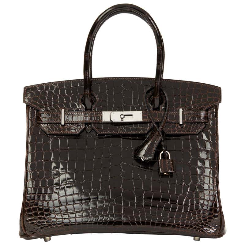 2006 Hermès Marron Fonce Shiny Niloticus Crocodile Leather Birkin 30cm ...