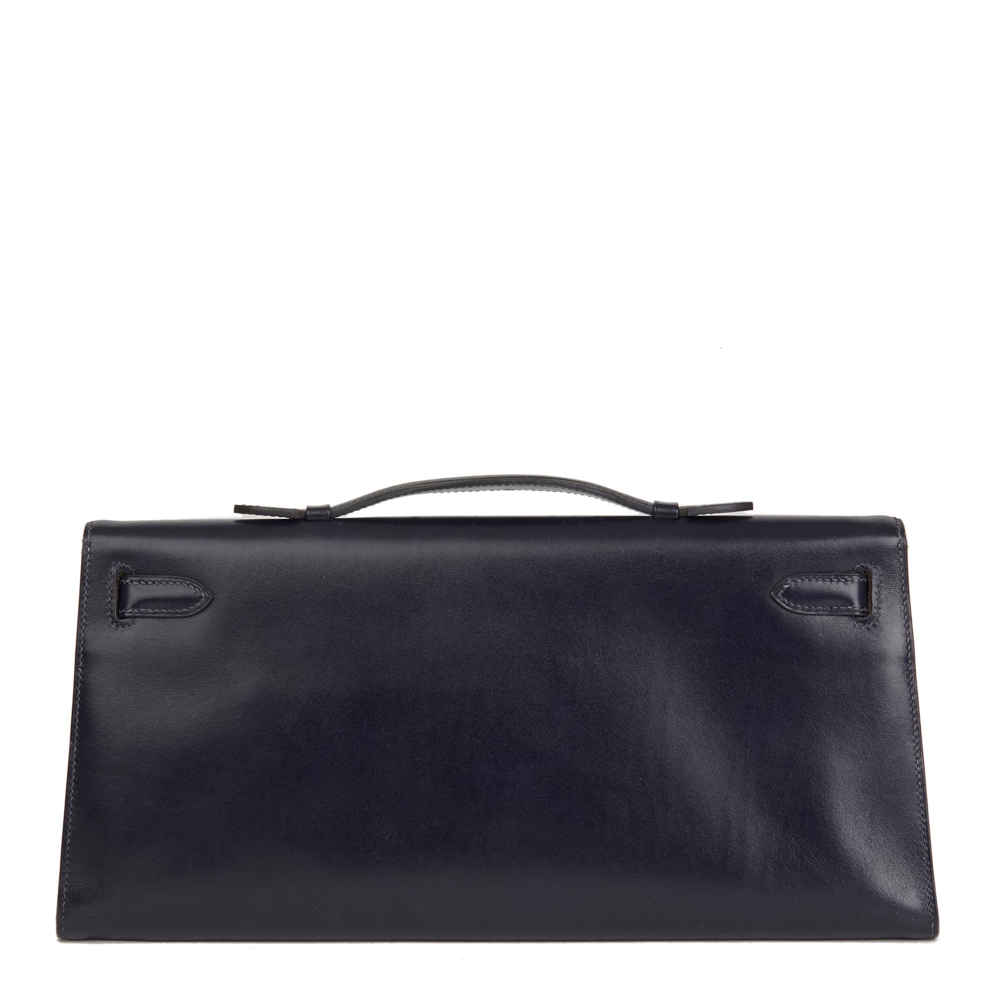 2006 Hermes Navy Box Calf Leather Kelly Longue Clutch In Excellent Condition In Bishop's Stortford, Hertfordshire