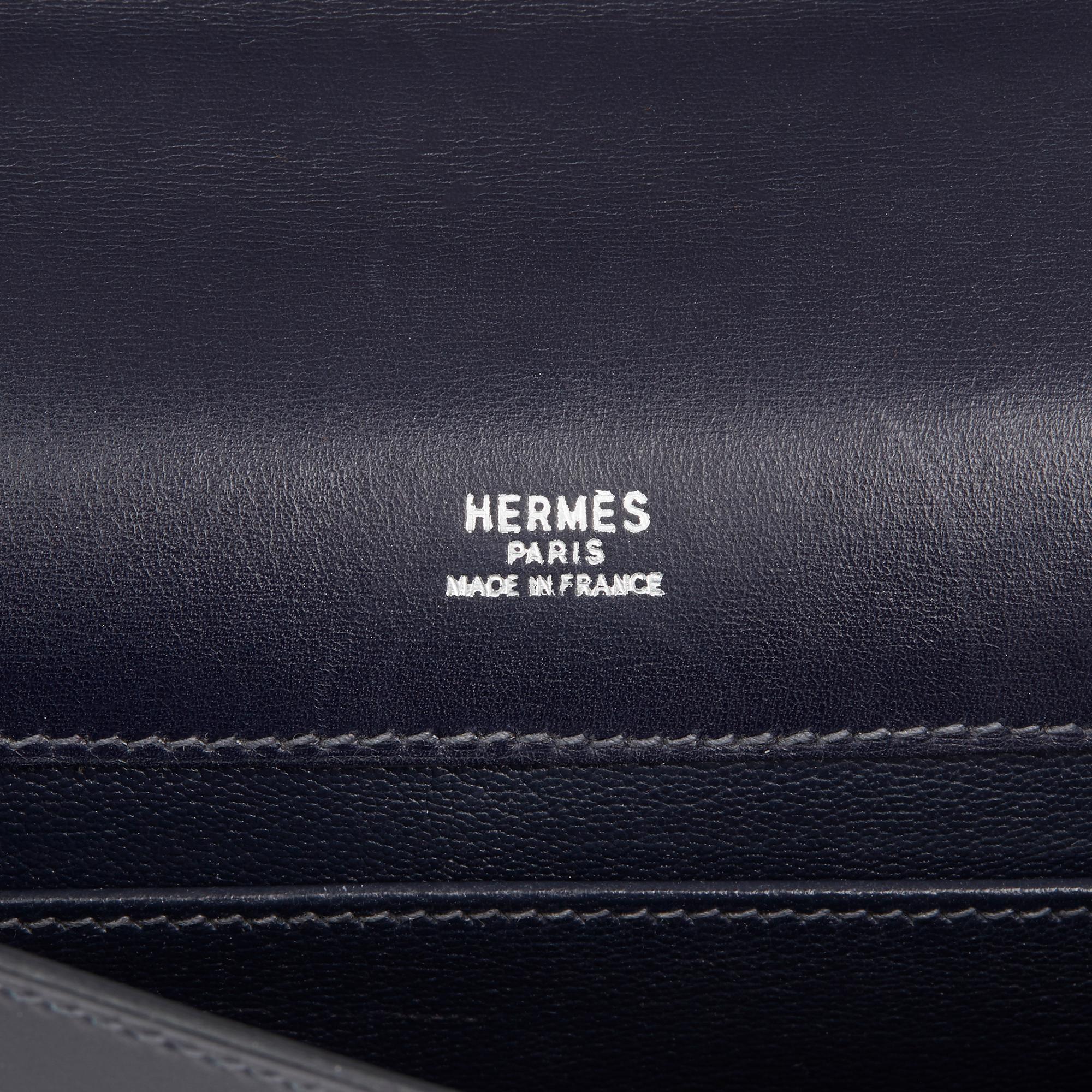 2006 Hermes Navy Box Calf Leather Kelly Longue Clutch 1