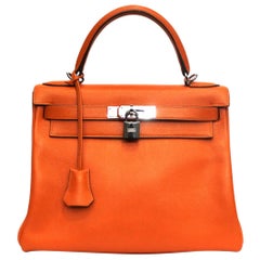2006 Hermès Orange Leather Kelly 28 Bag