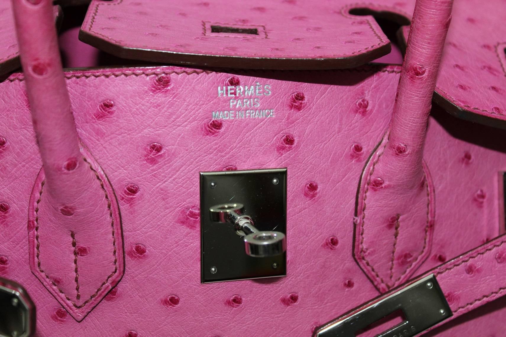 Hermes Pink Ostrich Leather 35cm Birkin Bag, 2006  4