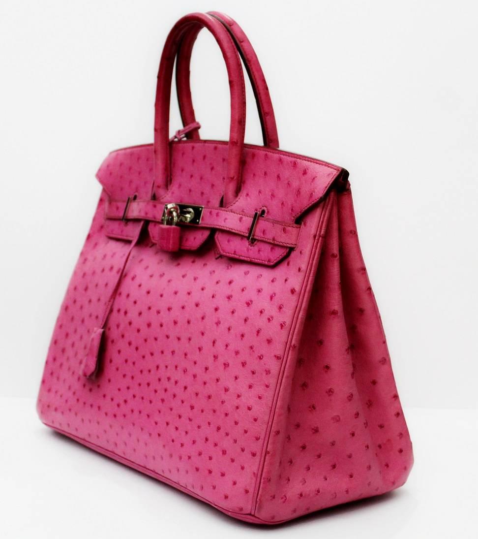 Women's Hermes Pink Ostrich Leather 35cm Birkin Bag, 2006 