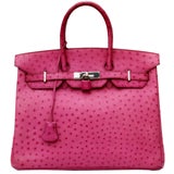Hermes Pink Ostrich Leather 35cm Birkin Bag, 2006 at 1stDibs