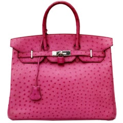 Hermes Pink Ostrich Leather 35cm Birkin Bag, 2006 