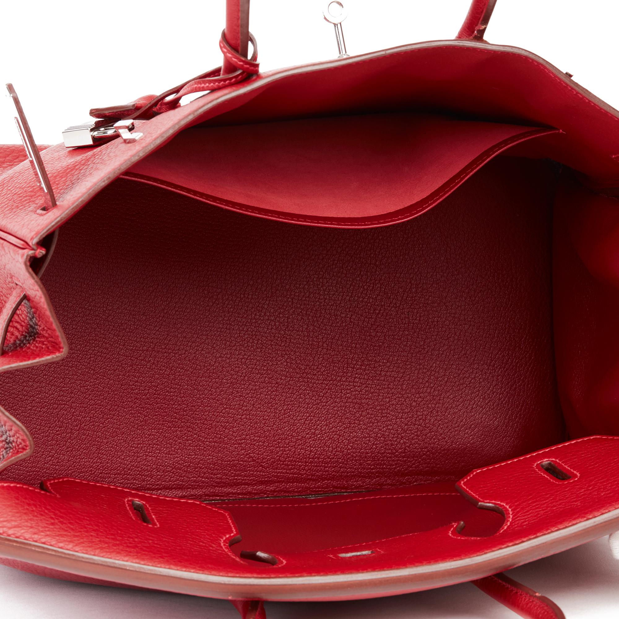 2006 Hermès Rouge Garance Fjord Leather Birkin 35cm 5