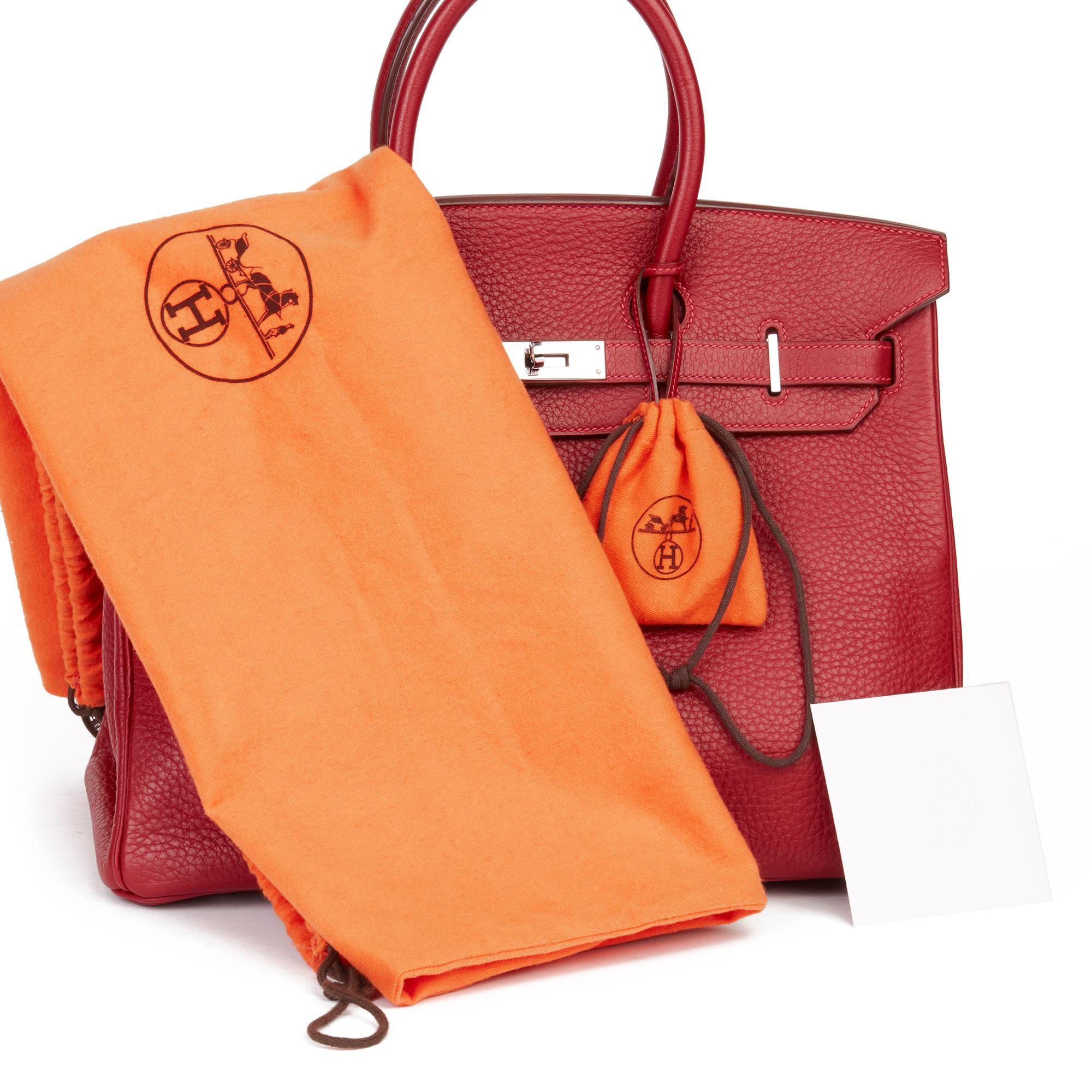 2006 Hermès Rouge Garance Fjord Leather Birkin 35cm 6