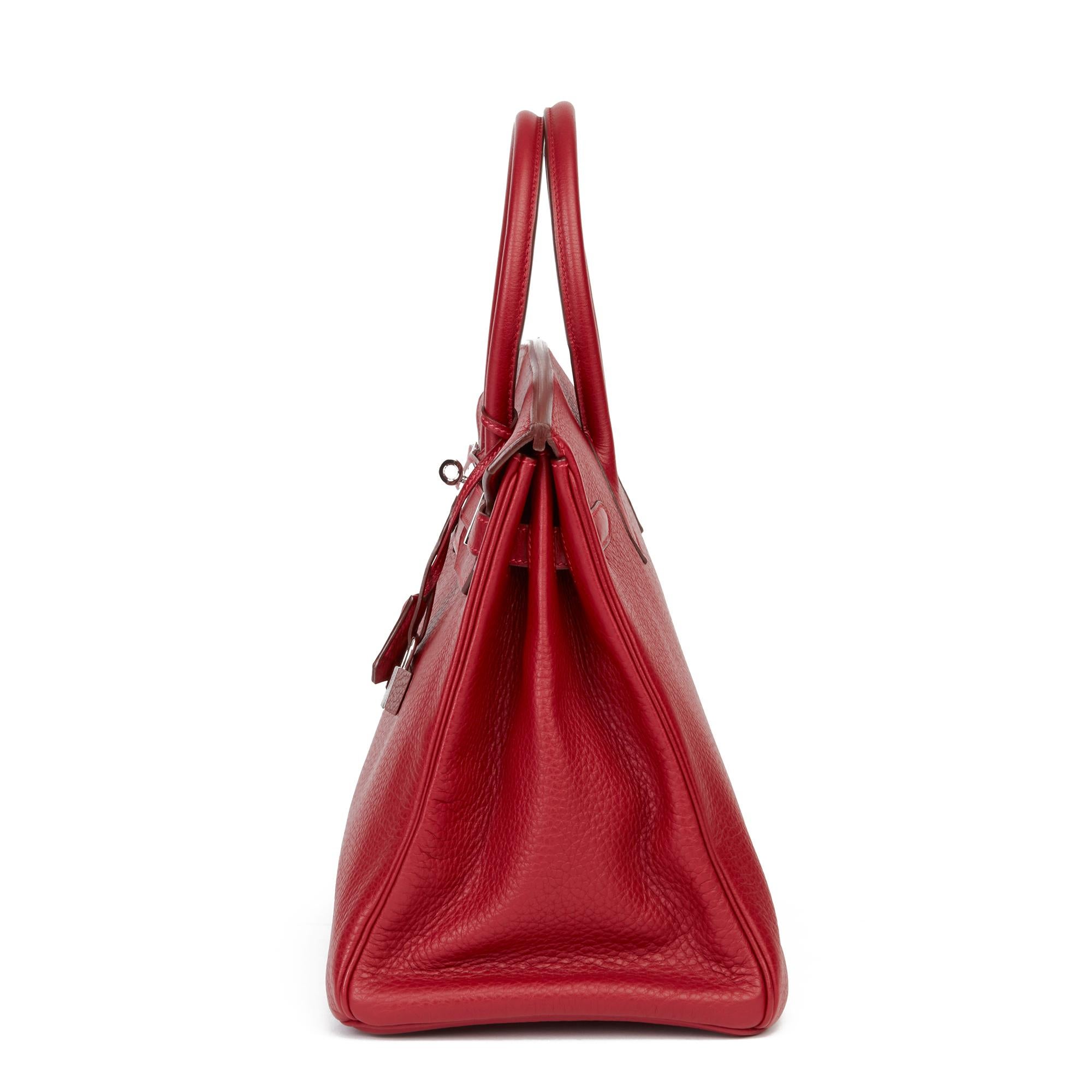 2006 Hermès Rouge Garance Fjord Leather Birkin 35cm In Excellent Condition In Bishop's Stortford, Hertfordshire