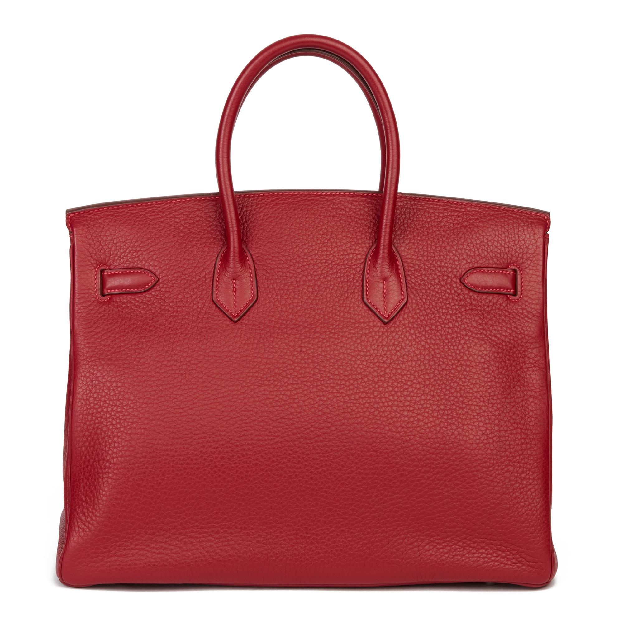 Women's 2006 Hermès Rouge Garance Fjord Leather Birkin 35cm