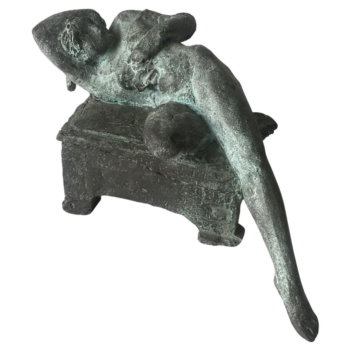 2006 Italia Escultura de bronce de Ugo Riva Con gli Occhi Nelle Stelle