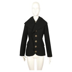2006 JEAN PAUL GAULTIER black wool jacket with bronze anchor toggle buttons