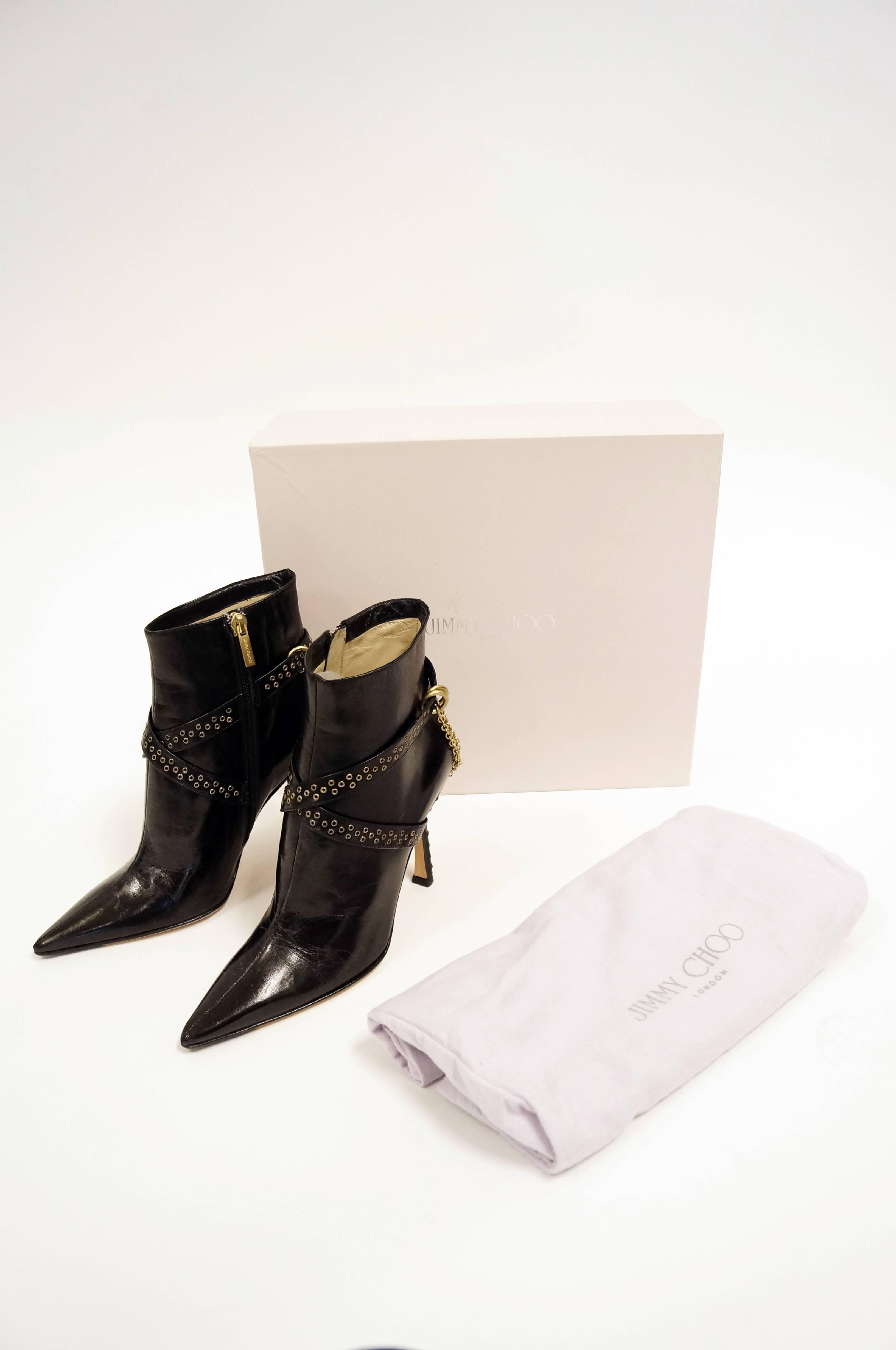 Jimmy Choo Black Kid Leather Chain Boots, 2006  For Sale 3