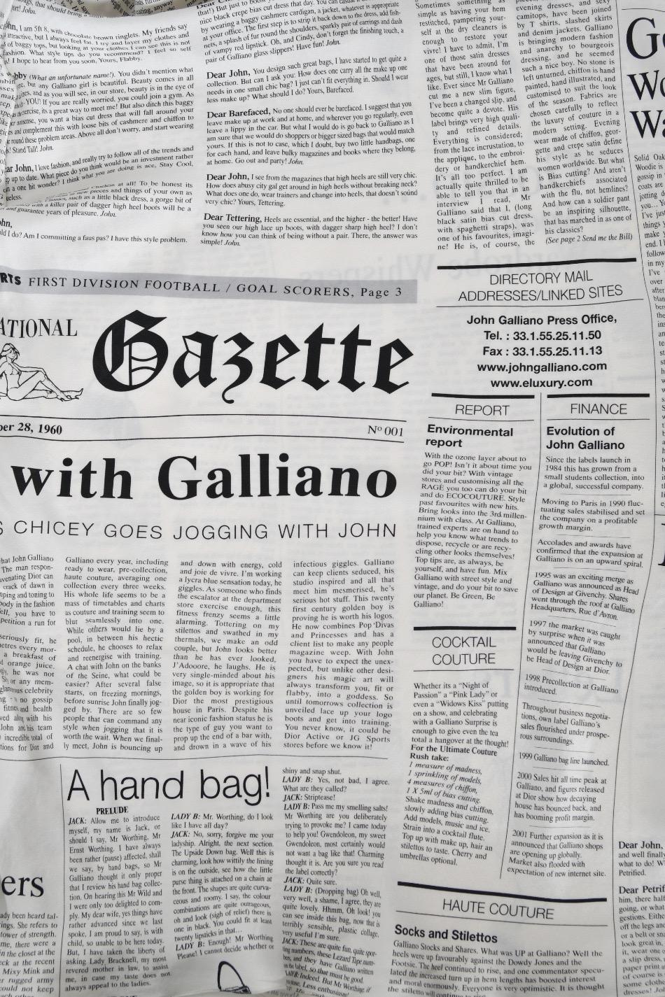 2006 John Galliano Documented Newspaper Print White Silk Bias-Cut Slip Dress 9