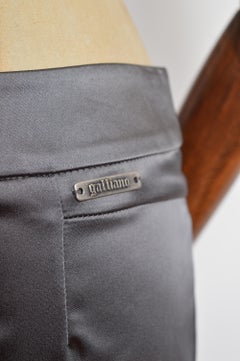 2006 John Galliano Vintage Gun Metal Grey Satin School Blazer & Skirt Set Suit