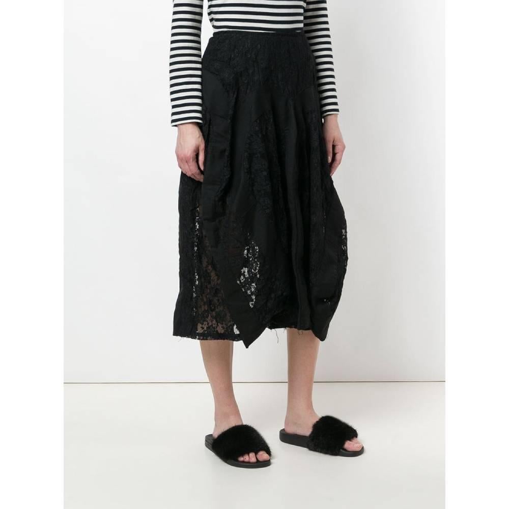 Black 2006 Junya Watanabe x Comme des Garçons black draped lace and fabric skirt