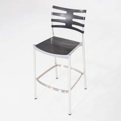 2006 Kasper Salto Fritz Hansen Taburetes de bar Ice, Negro / Aluminio (Juego de 3)