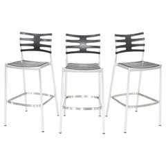 2006 Kasper Salto Fritz Hansen Taburetes de bar Ice, Negro / Aluminio (Juego de 3)