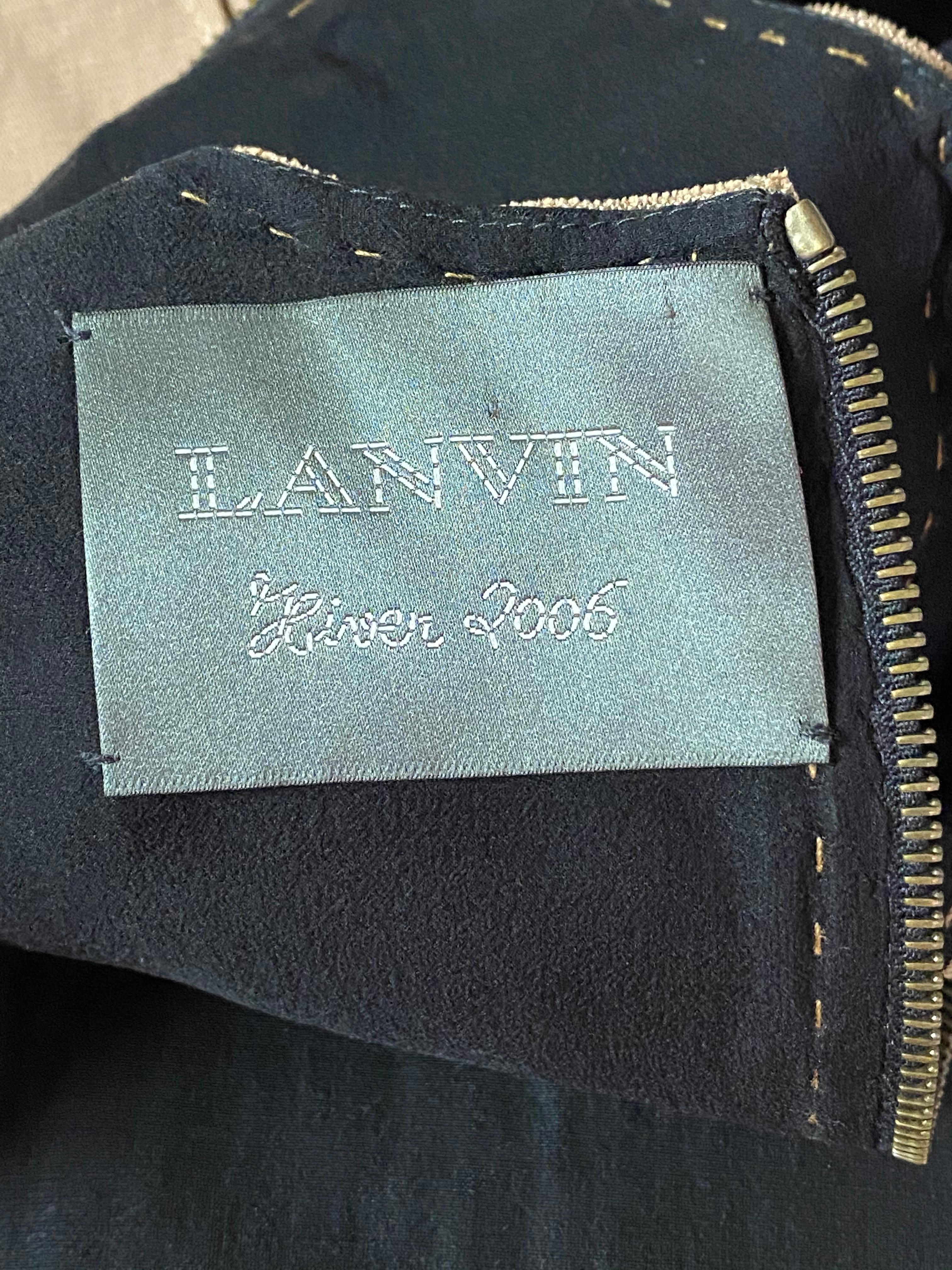 2006 LANVIN Black and Brown Mini Dress, Size 36 For Sale 1