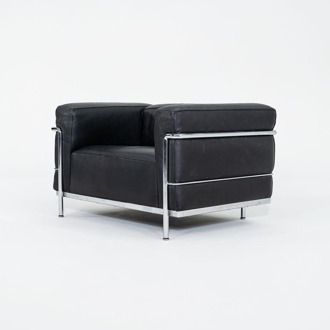 These are LC3 Fauteuil Grand Confort, Grand Modele Lounge Chairs, initially designed by Le Corbusier, Pierre Jeanneret, and Charlotte Perriand in 1928. These examples date to 2006 and were produced in Italy by Cassina. The listed price includes one