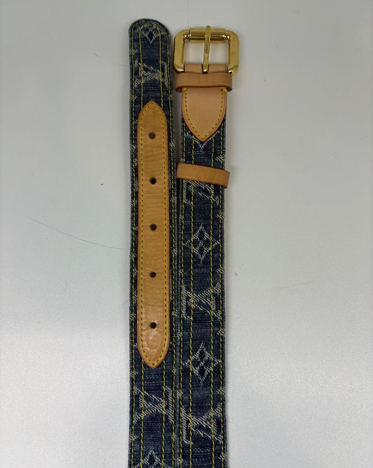 2006 Louis Vuitton Denim Monogram Cintura in pelle taglia 80 in vendita 1