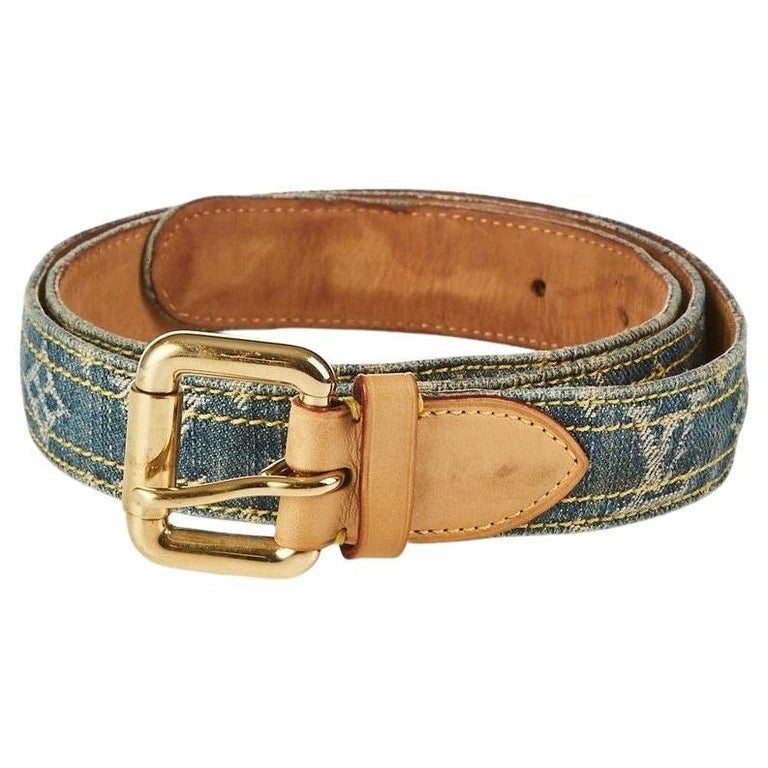 2006 Louis Vuitton Denim Monogram Leather Belt size 80 For  display picture 3
