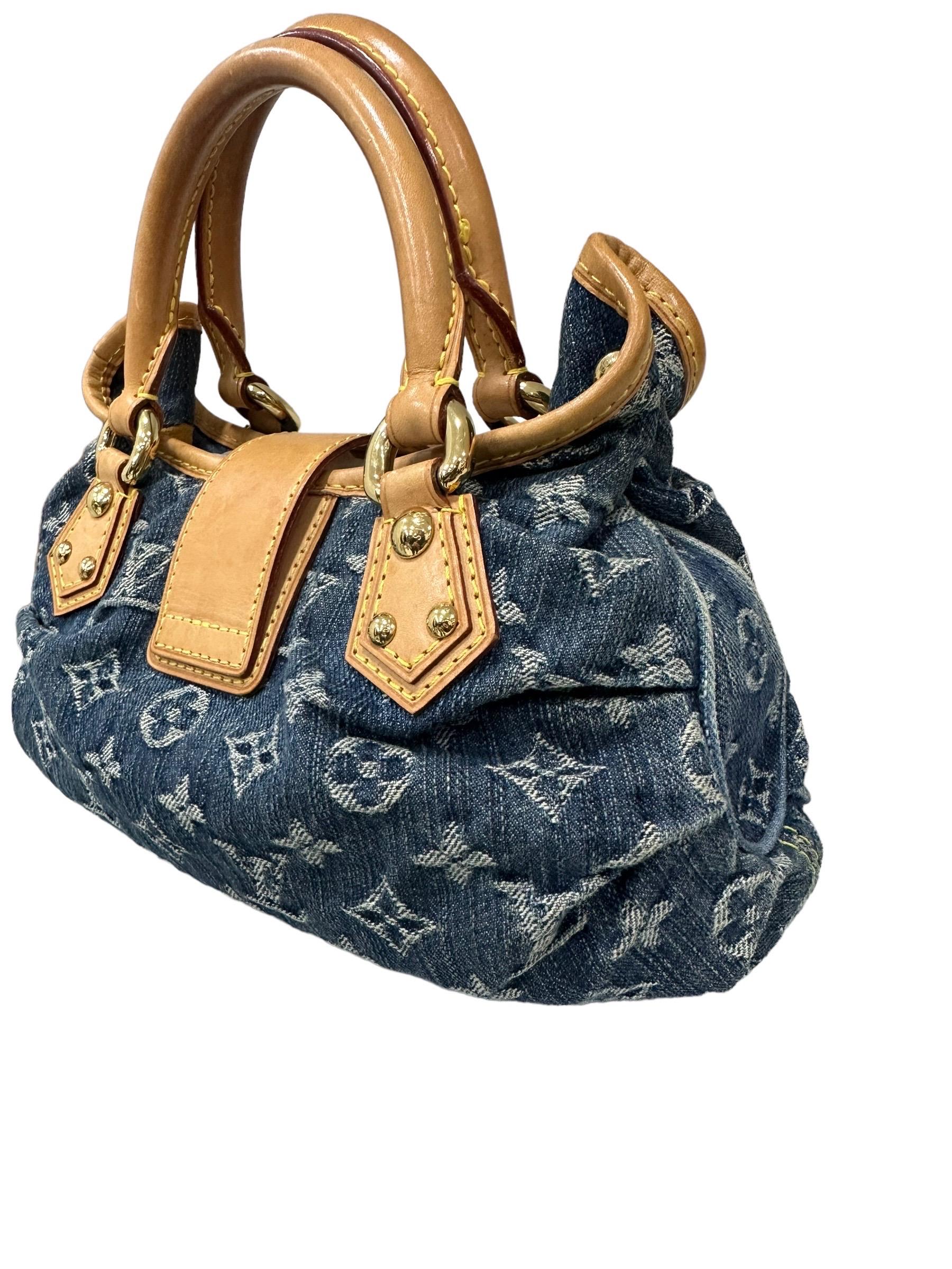 Women's 2006 Louis Vuitton Pleaty PM Denim Top Handle Bag
