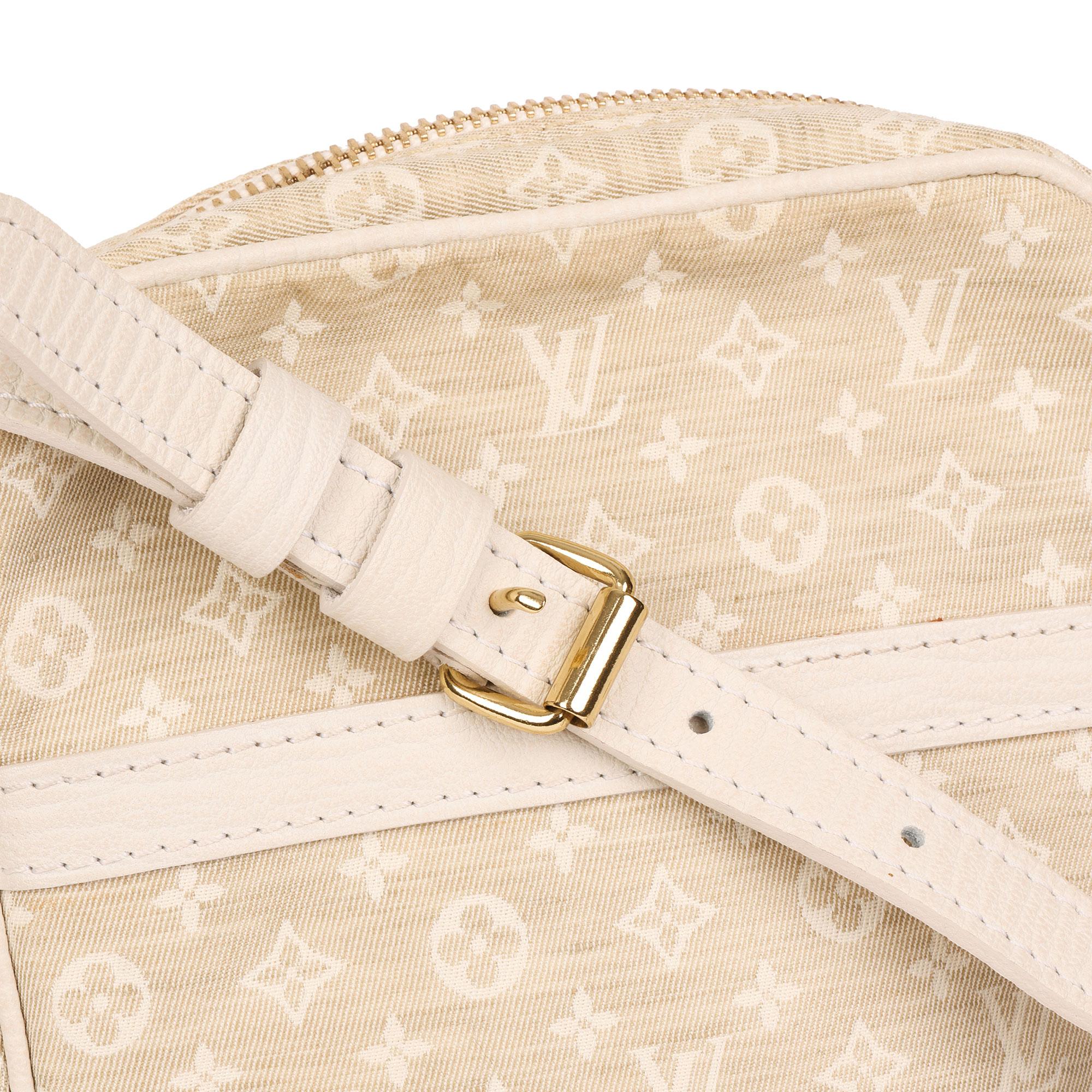 2006 Louis Vuitton White Calfskin Leather & Beige Mini Monogram Canvas Danube 1