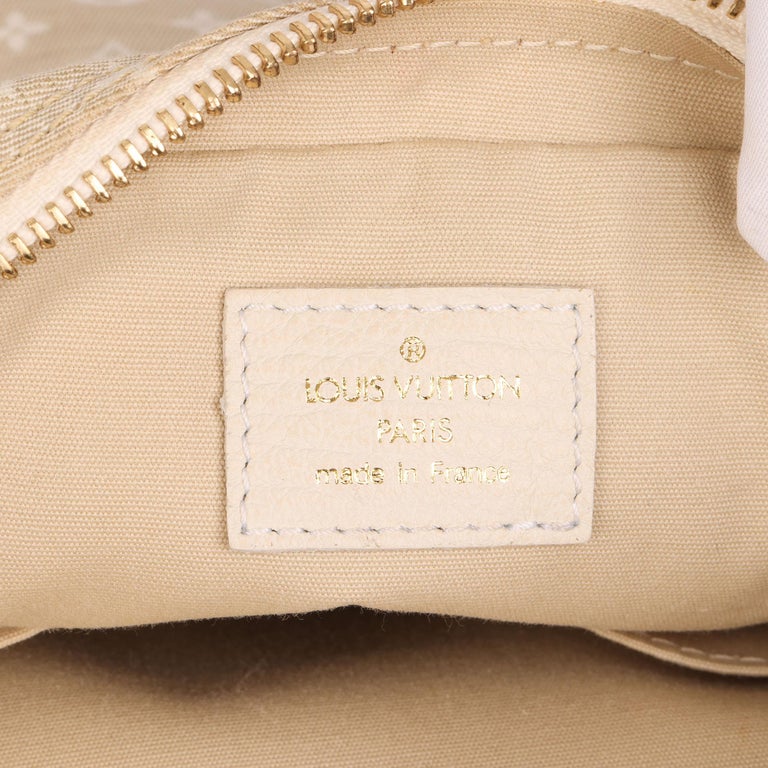 2006 Louis Vuitton White Calfskin Leather & Beige Mini Monogram Canvas Danube For Sale 5