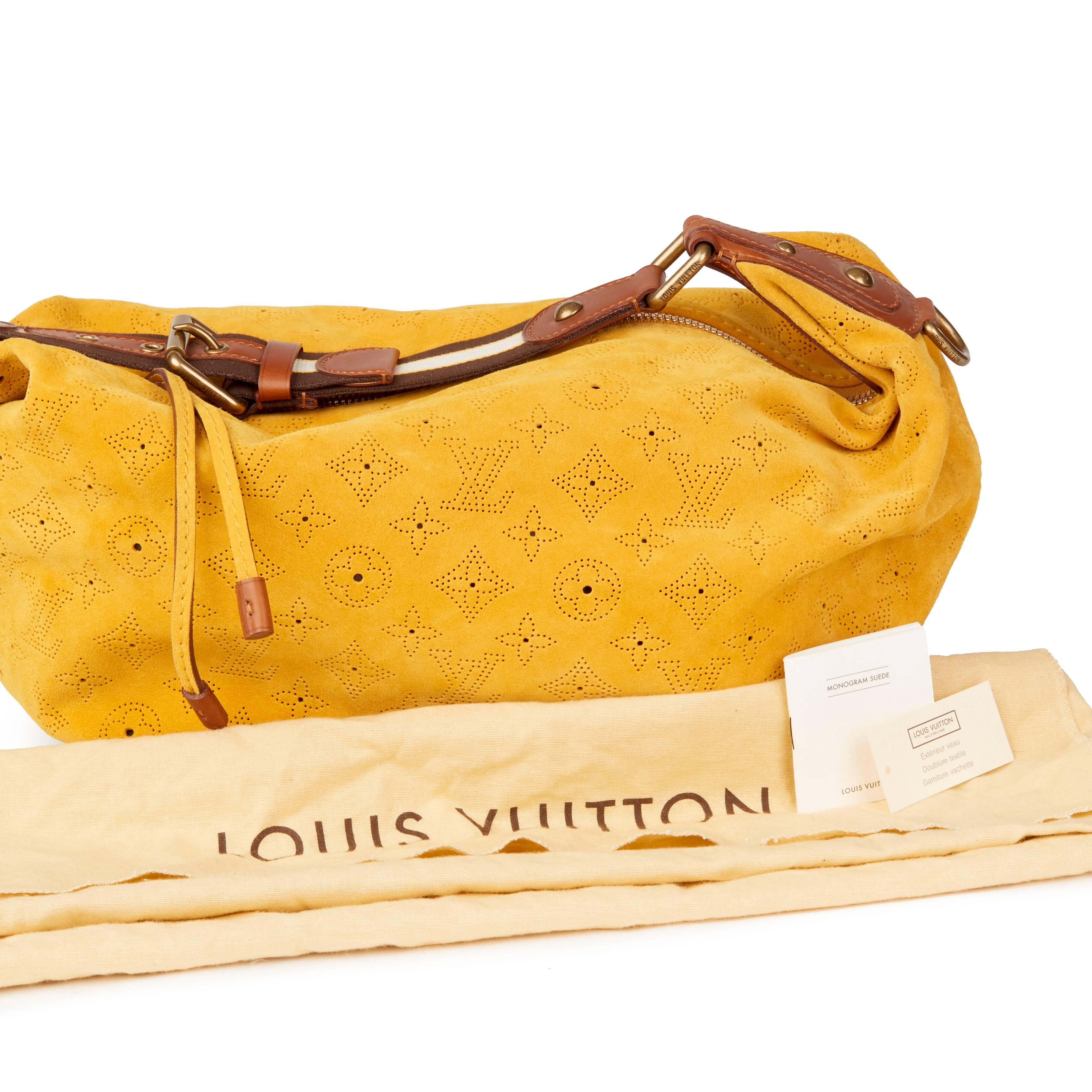 2006 Louis Vuitton Yellow Monogram Perforated Suede Onatah GM 2