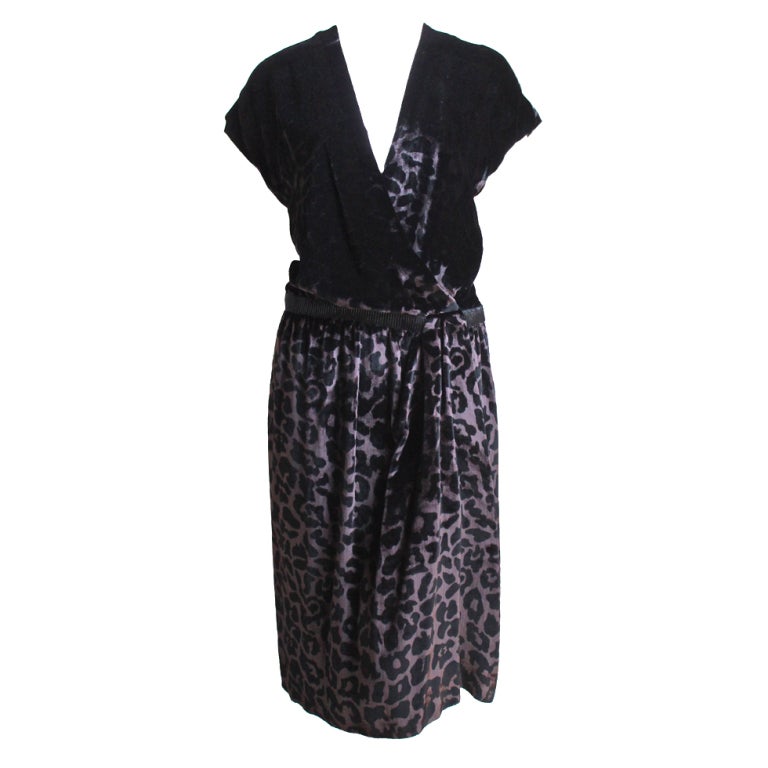 2006 MARC JACOBS silk leopard print RUNWAY dress with beading  For Sale